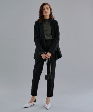 ICB 【新色追加・洗える】 ウールマットウース テーパードパンツ ブラック系