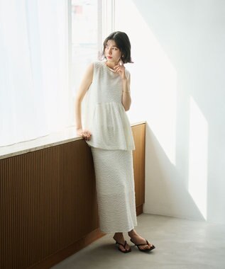 #Newans 【金子綾さんインスタライブご紹介アイテム】（セットアップ可能）ふくれジャガード タイトスカート ホワイト