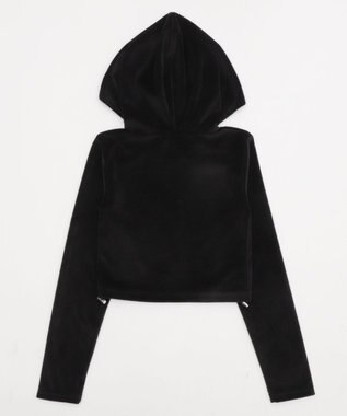 WEGO ベロアショートZIPパーカー ブラック