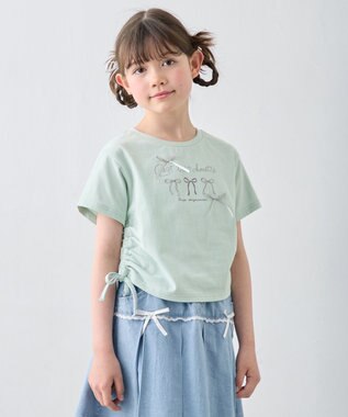 ANY KIDS 【洗濯機可能】ドロスト 裾リボンTシャツ