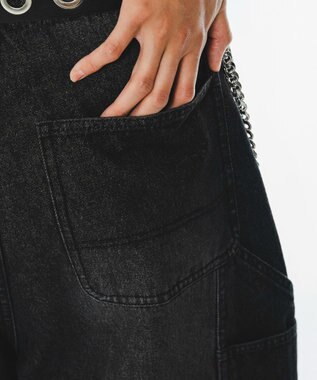 WEGO 【ユニセックス着用ITEM】ダブルニーデニムショーツ デニムブラックソノタ