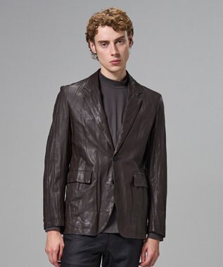 JOSEPH HOMME 【洗い加工】シュリンクエアレザー 　ジャケット ダークブラウン系
