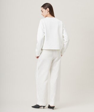 ICB 【洗える】 ライトスラブツイード ワイドパンツ オフホワイト系