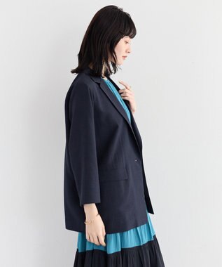 YECCA VECCA マシンウォッシャブルリネンライクジャケット Navy