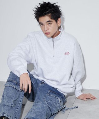 WEGO ワンポイントハーフジッププルオーバー アッシュグレー