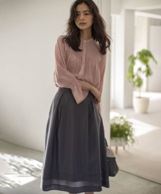 組曲 L 【WEB限定】ギャザーライトデシン ブラウス ピンク系