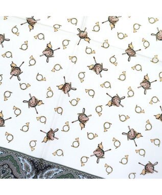 Marca 【伝統横濱スカーフ】ホルン  小判 シルクツイル スカーフ ブラック×グリーン