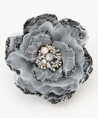 J.PRESS LADIES ツイード コサージュ ブラックミックス系