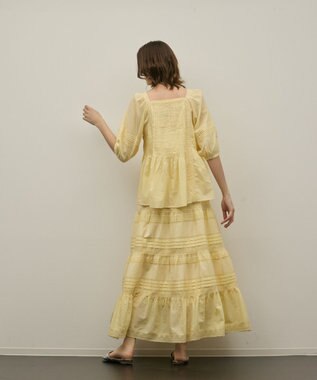 GRACE CONTINENTAL レースコンビピンタックブラウス イエロー