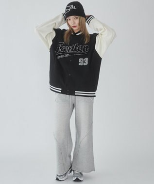 WEGO 【ユニセックス着用ITEM/MLサイズ展開】サガラワッペンスウェットスタジャン ブラック