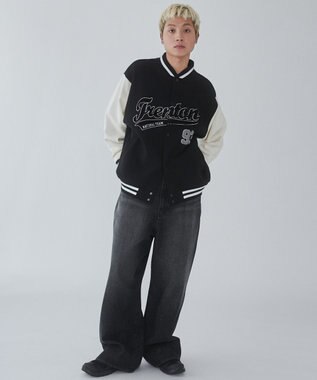 WEGO 【ユニセックス着用ITEM/MLサイズ展開】サガラワッペンスウェットスタジャン ブラック