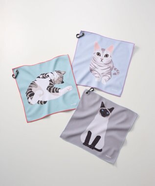 MOONBAT 【WEB限定】エスタ (estaa) くっつきタオル　ねこ グレー