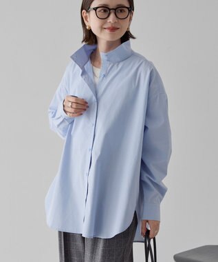 AMERICAN HOLIC イージーケアハイネックシャツ Sax