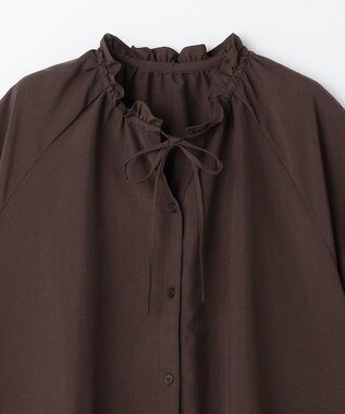 ANY 楽映えフリルネックブラウス（セットアップ着用可） ブラウン