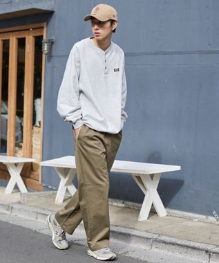 WEGO 【ユニセックス着用ITEM/XSSMLサイズ展開/ウエストゴム】ユルフィットコットンイージーパンツ カーキ