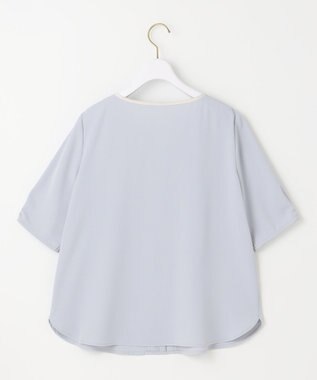 ANY SIS S 【洗える】フロントタックバイカラー ブラウス ライトブルー×アイボリー