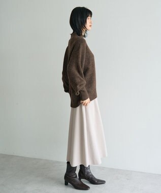 YECCA VECCA メルトンジャージーAラインスカート Gray Beige