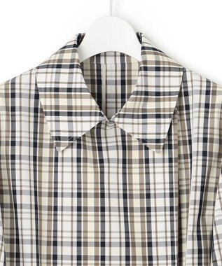 23区 S メモリーチェック トレンチコート ダークブラウン系3