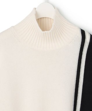 ICB 【洗える】 ソフトカシミヤミックス ライン柄ニット オフホワイト系2