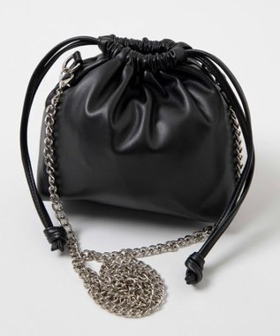 WEGO 巾着チェーンショルダー ブラック