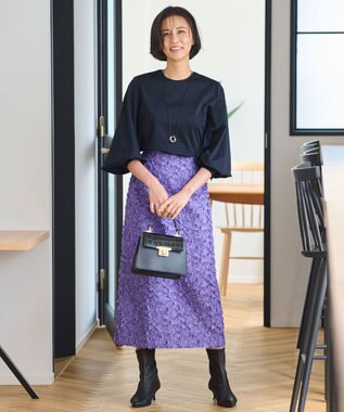 自由区 YONEZAWAレーシージャガード スカート パープル系