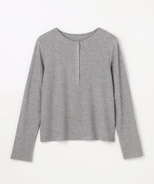 ANY クリアラメフライスヘンリーネックプルオーバー グレー