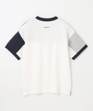 J.PRESS KIDS 【吸水速乾】【140-170cm】ポンチローマ トリコロール 切替Ｔシャツ アイボリー系