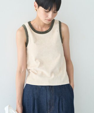 AMERICAN HOLIC 配色ベロアタンクトップ Charcoal Gray