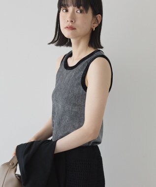 AMERICAN HOLIC 配色ベロアタンクトップ Charcoal Gray