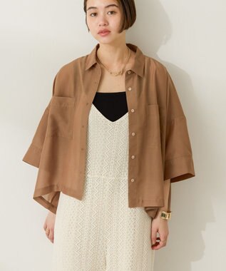 AMERICAN HOLIC Wポケットシアー半袖シャツ Beige