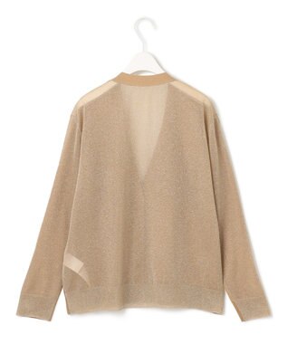 ICB L 【洗える】 マーセライズコットンシアー カーディガン チノベージュ×ゴールド系