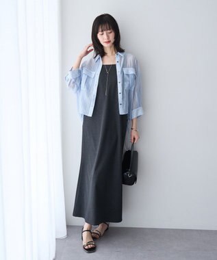 YECCA VECCA 【2点SET】ミリタリーシアーシャツセットキャミワンピース Charcoal Gray