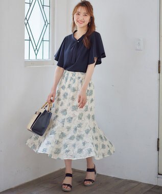 ANY SIS 【2WAY】ペイントフラワー スカート アイボリーベース