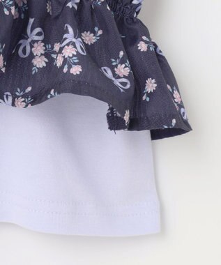 ANY KIDS フラワー×リボン ビスチェ付きTシャツ ネイビー