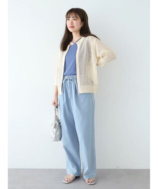 Green Parks Ｚｉｐ付メッシュカーディガン Ecru