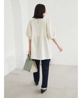 Green Parks ジャガードペプラムブラウス Off White