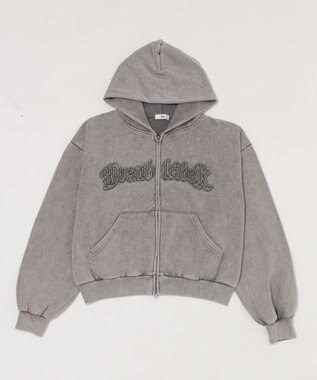 WEGO 【ユニセックス着用ITEM/MLサイズ展開】ショートグラフィックZIPパーカー グレー