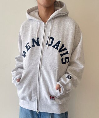 WEGO BENDAVISアーチロゴZIPパーカー アッシュグレー