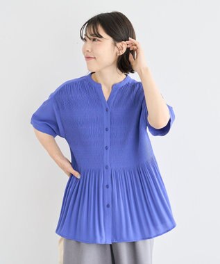 Green Parks マジョリカプリーツスキッパーブラウス Purple