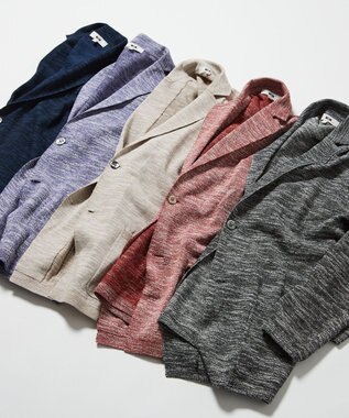 JOSEPH ABBOUD 【清涼感/軽い/洗える】 スラブギマニットジャケット ブラック系