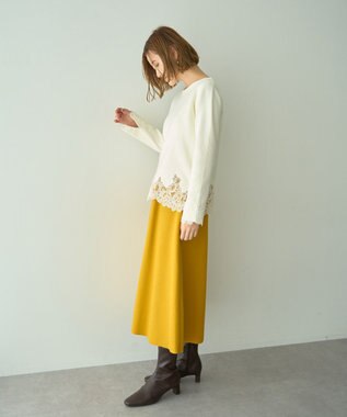 YECCA VECCA メルトンジャージーAラインスカート Yellow