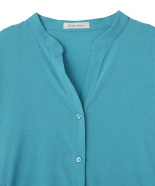 Green Parks 半袖シアースキッパーシャツワンピース Blue