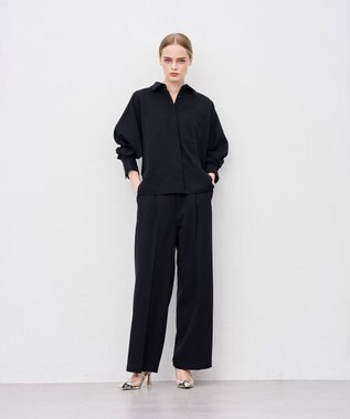 uncrave ウォッシャブルウールライクツイル ドルマンシャツ ダークネイビー