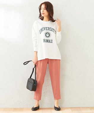 ANY 【接触冷感・UVケア】イージーケア美脚 パンツ コーラル