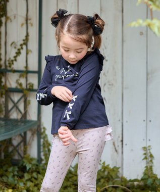 ANY KIDS 【WEB限定】7daysプリントTシャツ ネイビー×ロゴリボン