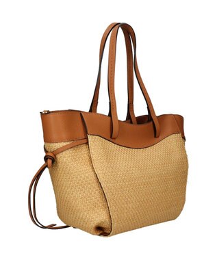 INTER-CHAUSSURES 【LORISTELLA】ラフィア＆レザーコンビネーショントート オークコンビ