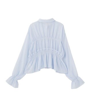 earth music&ecology シャーリングストライプシャツ Stripe Sax