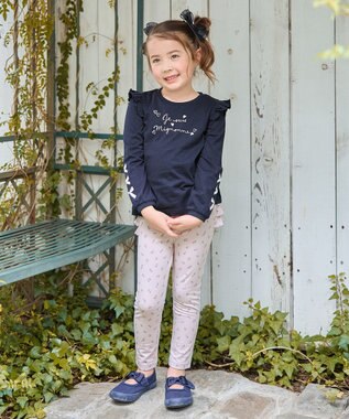 ANY KIDS 【WEB限定】7daysプリントTシャツ ネイビー×ロゴリボン