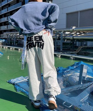 WEGO 【ウエストゴム】ヒップロゴスウェットパンツ 杢グレー