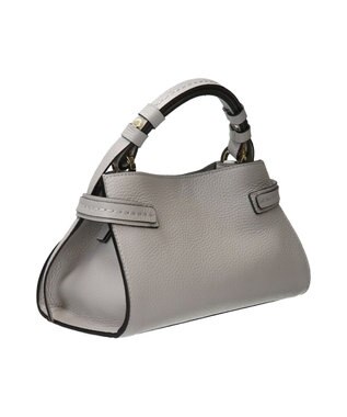 INTER-CHAUSSURES 【LORISTELLA】シュリンクレザーハンドバッグ ライトグレー